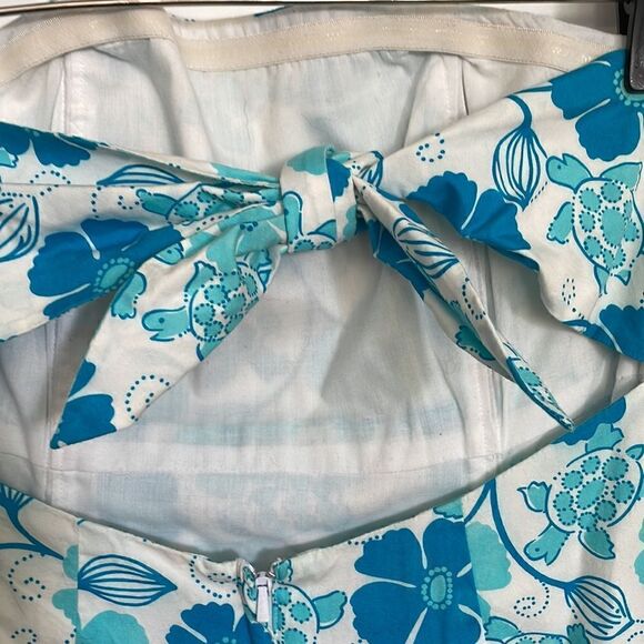 Strapless Lilly Pulitzer Blue Floral Dress - Picture 4 of 6
